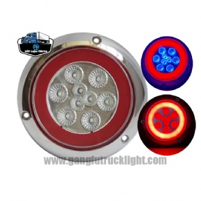 Luz trasera LED redonda para camión con bisel de goma